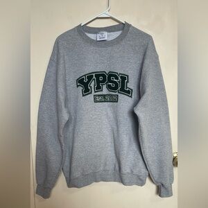 Champion Heather Gray Crewneck with Dark Green Emblem
